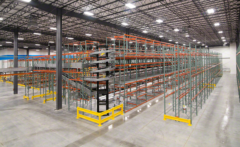 The high-rise picking bay comprises three different storage levels